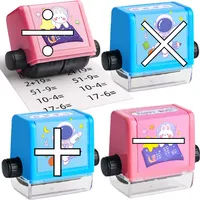 4er Pack Roller Digitaler Lehrstempel, Mathe Rollstempel, Wiederverwendbar Mathe Stempel Roller, Berechnung Roller Stempel