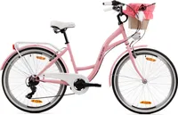 Goetze Mood 26 | 17 Zoll City Bike Damen Fahrrad, Komfortrahmen, 6- Gang Shimano Tourney, V-Brake Bremsen, Korb mit Bezug!