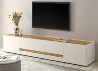 TV-Lowboard "Center" in weiß und Wotan Eiche TV-Unterschrank 220 x 40 cm XL-Board