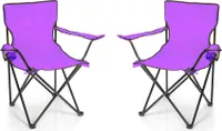 BigDean 2X Faltstuhl LILA Campingstuhl Anglerstuhl mit Getränkehalter & Tragetasche - Anglersessel klappbar - Klappstuhl Gartenstuhl Faltstuhl