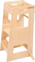 KiddyMoon Lernturm montessori Höhenverstellbar für Kinder - Tritthocker Kitchen helper Kindertritt Lernturm kinder küche Möbel Holz - Natürlich