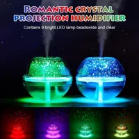 500 ml ultrazvukový aroma zvlhčovač USB difuzér esenciálních olejů 7 barev měnící se křišťálové noční světlo hvězda projektor lampa pro ložnici