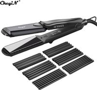 CkeyiN Kreppeisen für Haare, 4 in 1 Haarglätter Glätteisen Keramik, Multistyler Glätteisen Set Welleneisen Temperaturregelung Glattes und Hair Crimper