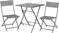 Outsunny Balkonový nábytek 3ks, Bistro set se 2 skládacími židlemi, skládací stůl, sada zahradního nábytku, sedací souprava, zahradní nábytek, sedací souprava, kov, šedá barva