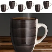 Kaffeebecher Steingut 6er Set braun 360ml 9x11cm Tasse Becher Henkeltasse  Kaffeetasse Teetasse