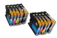 vhbw 10x Tintenpatronen kompatibel mit Brother MFC-J 5620 DW, 5625 DW, 5720 DW Drucker - Set Cyan, Magenta, Yellow, Schwarz + Chip (Kompatibel)