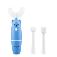 CkeyiN Kinderzahnbürste Elektrisch 360-Grad-U-förmig Silikon Zahnbürste für Kinder ab 3-12 Jahren+2 * Weiche Bürstenköpfe(Blau)