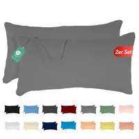 Jersey Kissenbezug 2er Set 40x80 cm 100% Baumwolle Grau