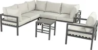 Hartman Gartensitzgruppe Evora Lounge Set Ecklounge, Aluminium grau, Kissen hellgrau