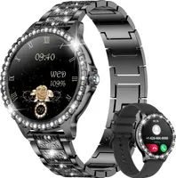 Smartwatch Damen mit Telefonfunktion,20 Sportmodi Armbanduhr mit Menstruationszyklus Schlafmonitor Schrittzähler Fitnessuhr Damen für Android iOS, schwarz