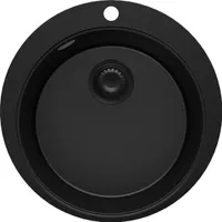 Spülbecken Rund Allen Schwarz 53x53cm, Granitspüle 1 Becken + Ablauf-Set, Küchenspüle ab 50er Unterschrank - Pisa Max Top von Primagran