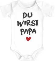 MoonWorks Baby-Body „Papas Bester Schuß“ – Aus Bio-Baumwolle – Grau Meliert, Größe 0-3 Monate