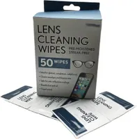 50 balení jednorazových vlhčených utierok na čistenie okuliarov - WETWIPES