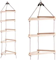 Strickleiter 2 m mit Holzsprossen 5 Ebenen für Kinder Kletterleiter für Spielturm : 3 Seiten Ausführung: 3 Seiten
