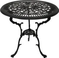 DEGAMO Bistrotisch Gartentisch Tisch Jugendstil 70cm rund, Aluguss grau antik, wetterfest