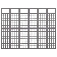 vidaXL Spalier/Paravent 6-teilig Massivholz Tanne Grau 242,5x180 cm