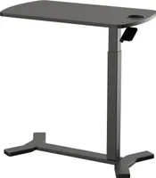 ESMART EACM-121BB 70 x 40 cm Schwarz mit Cupholder - Mobiler stufenlos pneumatisch höhenverstellbarer Beistelltisch 65-103 cm auf Rollen für Couch, Bett, Kinderzimmer und Homeoffice