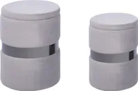 BELIANI Pouf Hellgrau Samt mit Stauraum Rund Glänzendes Metall Flur Wohnzimmer Salon Schlafzimmer Deko Sitzhocker