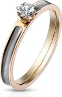 Damen Ring Edelstahl Zirkonia Kristalle Herren Solitärring Bandring Autiga® rosegold 52 - Ø 16,51 mm
