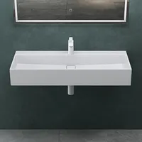 Mai & Mai Waschbecken Aufsatzwaschbecken Hängewaschbecken aus Mineralguss 80x40x14cm in Weiß matt mit Armaturloch Col6028