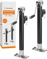 2x Robuste Ausdrehstütze für Anhänger – Stütze Max. 2500kg, Höhenverstellbar 57-95cm, klappbare Kurbelstütze mit Handkurbel