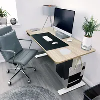 HOME DELUXE - Höhenverstellbarer Schreibtisch LUMINA - Gestell: Weiß, Platte: Eiche, Maße: 160 x 80 cm, Kohlenstoffstahl, inkl. PC-Halterung, USB Stecker und Aufbewahrungstasche I Arbeitsplatz Bürotisch