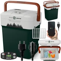 PEME Essential 26 Liter elektrische Kühlbox zum Kühlen und Warmhalten, 12/230V mobiler Kühlschrank, Eco-Modus, USB-Anschluss, für Camping und Auto