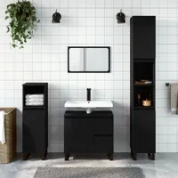 CLORIS Badschrank Schwarz 65x33x60 cm Holzwerkstoff, 18,7 kg