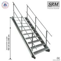 10 Stufen Stahltreppe beidseitig. Geländer Breite 110cm Geschosshöhe 150-200cm