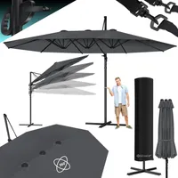 KESSER® Sonnenschirm Doppelsonnenschirm 4,6m x 2,7m | Ampelschirm Abdeckung & Windsicherung mit Kurbel & Ständer | Kurbelschirm Aluminium wasserabweisend | Neigbar Kippbar 360° Drehbar