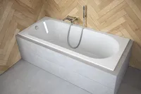 BADLAND Badewanne Rechteck Intrica SLIM 170x75 Rand 15mm mit Ablaufgarnitur, Füßen und Styroporverkleidung mit Ablage 4cm GRATIS