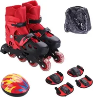 Kinder Inliner Set | Inliner Gr. 35-38 | Schutzhelm | Tragetasche | Rot/Schwarz