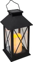 Deko-Laterne Solar schwarz 1 LED Kerze Flackereffekt Weihnachtsdeko Gartendeko - Laterne auf Solarenergie - Tischlampe für draußen mit Flammeneffekt
