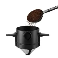 Pour Over-Kaffeefilter, wiederverwendbarer Kaffeefilter aus 304 Edelstahl, tragbarer papierloser Kaffeetropfer mit Griffen für unterwegs