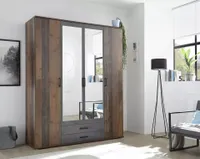 Chicago Kleiderschrank 4-türig 159 cm Old Style Dunkel / Betonoxid