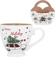 Weißer Weihnachtsbecher, Porzellanbecher 390ml
