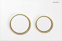 GEBERIT Betätigungsplatte Omega 20 Platte weiß glänzend / Taster weiß glänzend / Dekorringe gold 115.085.KK.1