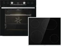 Gorenje Herdset Black Set 4 Pyrolyse, Einbauherd BCPX6737E05BG und Glaskeramik-Kochfeld ECD634X