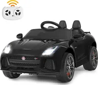 12V Kinderauto Elektroauto Jaguar F-Type mit 2,4G Fernbedienung & Musik & LED-Licht & Hupe (Schwarz)