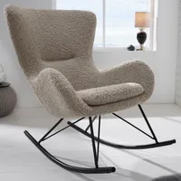 riess-ambiente Design Schaukelstuhl SCANDINAVIA SWING champagner greige Bouclé Sessel schwarz Metall Lesessel Relaxsessel Sessel