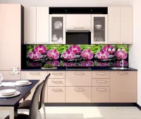 Küchenrückwand Spritzschutz PVC 300x60 cm, Orchidee, Wandverkleidung , 1 Platte | STM