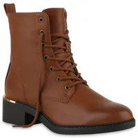 VAN HILL Damen Schnürstiefeletten Stiefeletten Schnürer Schnür-Schuhe 840626, Farbe: Hellbraun, Größe: 36