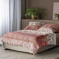 Irisette Mako-Satin Bettwäsche-Garnitur Sky 8507  Farbe rot Größe  135x200+80x80cm