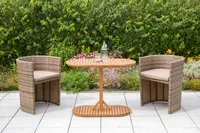 Balkonset Ancona Set Merxx Polyrattan natur inklusive Kissen, Tisch Akazie