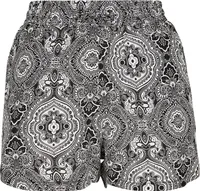 Urban Classics Damen Shorts Ladies AOP Viscose Resort Shorts Bandana Black/White-M
