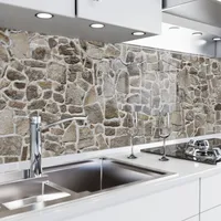 danario Küchenrückwand selbstklebend - Matt - Spritzschutz Küche - versteifte PET Folie - 0,36 mm - Steinmauer - 60cm x 500cm