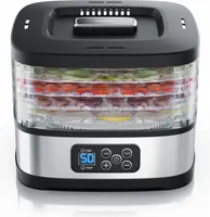 Arendo Dörrautomat Dehydrator mit 5 Etagen, 240 W elektrisches Dörrgerät für Obst, Gemüse, Fleisch, Edelstahl Dörrmaschine mit Zeitanzeige, Timer und Temperaturregelung (35-70°), BPA frei