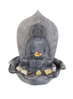 Polyresin Zimmerbrunnen Tischbrunnen Dekobrunnen »Sitzender Buddha« 13x13x17cm 