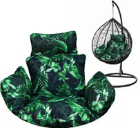 Hängesessel Kissen, Polster für Polyrattan / Rattan Hängeschaukel, Hängekorb, Schaukel Korb, Nur Kissen, Rückenkissen  - schwarz mit grünen Blättern