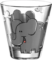 Leonardo Bambini Trink-Glas 6er Set, Kinder-Becher aus Glas mit Tier-Motiv "Elefant", spülmaschinengeeignete Saft oder Wasser Gläser, 215 ml, 017901